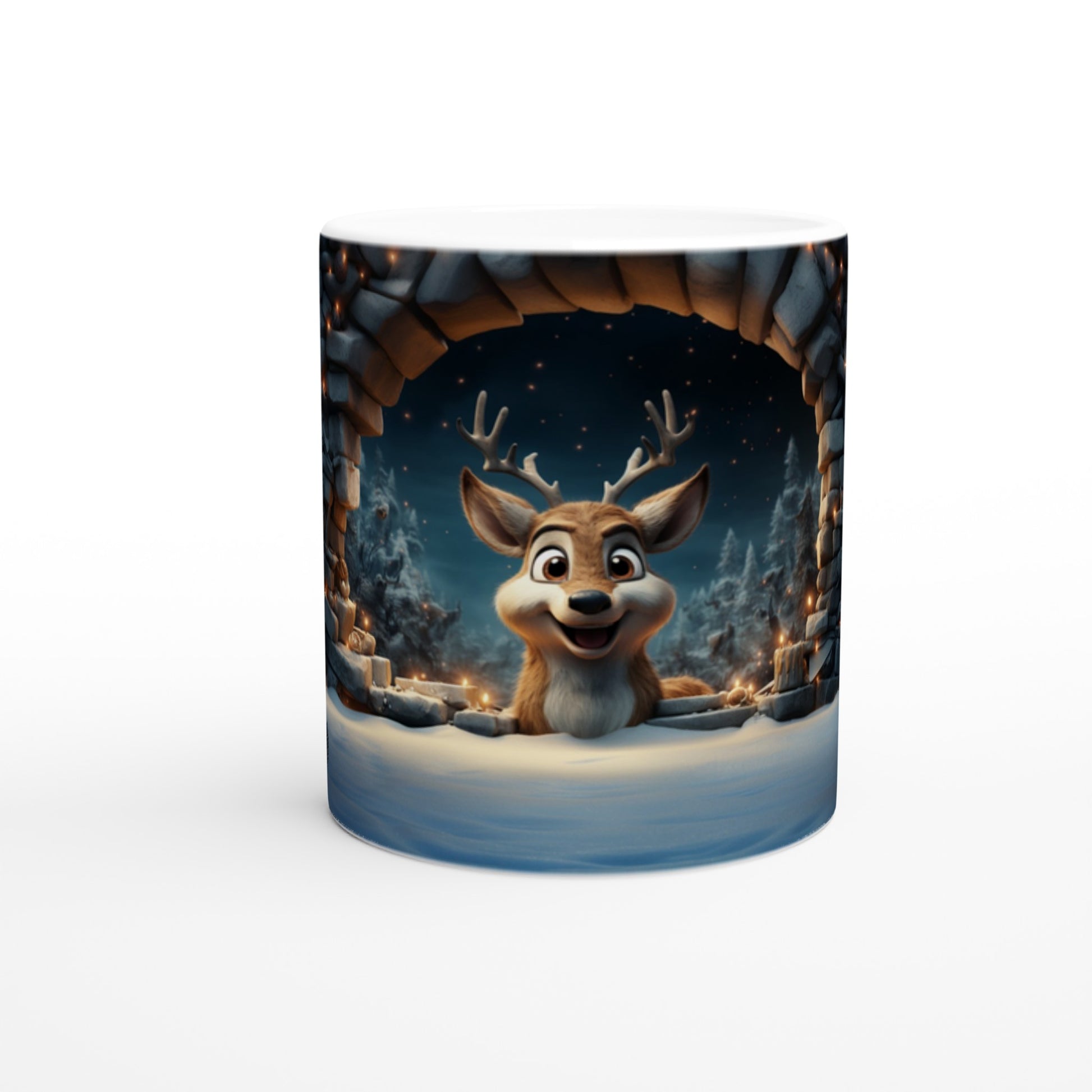 Taza Reno Navideño y Nieve - Custom Dreams